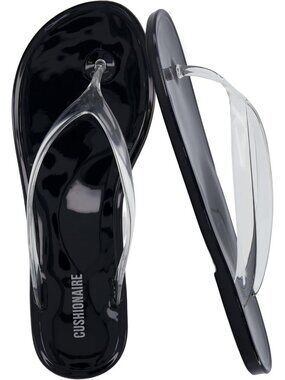 Women's Black Rubber Splash Jelly Flip Flops With Flexible Sole Soft Sandals